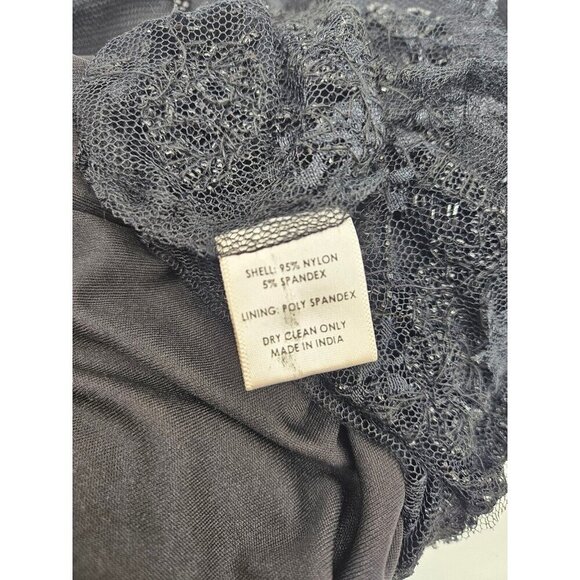 New Jean Louis Scherrer Mini Dress Womens M Black Lace Beaded - Picture 10 of 11